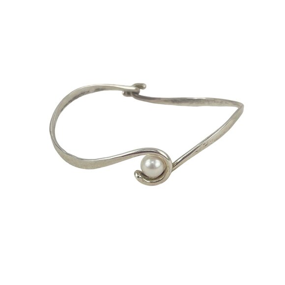 Pearl Curl Argentium Silver Tommy K Designs Hand Forged Curling Bracelet with 7. - Picture 11 of 11